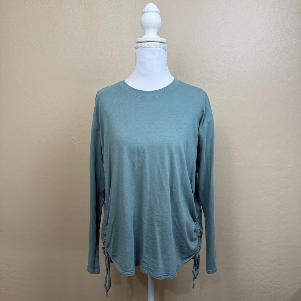 Lululemon Green Ruched Side Tie Long Sleeve Shirt Womens 8